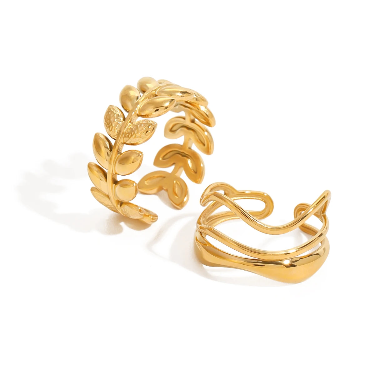 Exquisite And Fashionable Leaf Texture Layered Ring