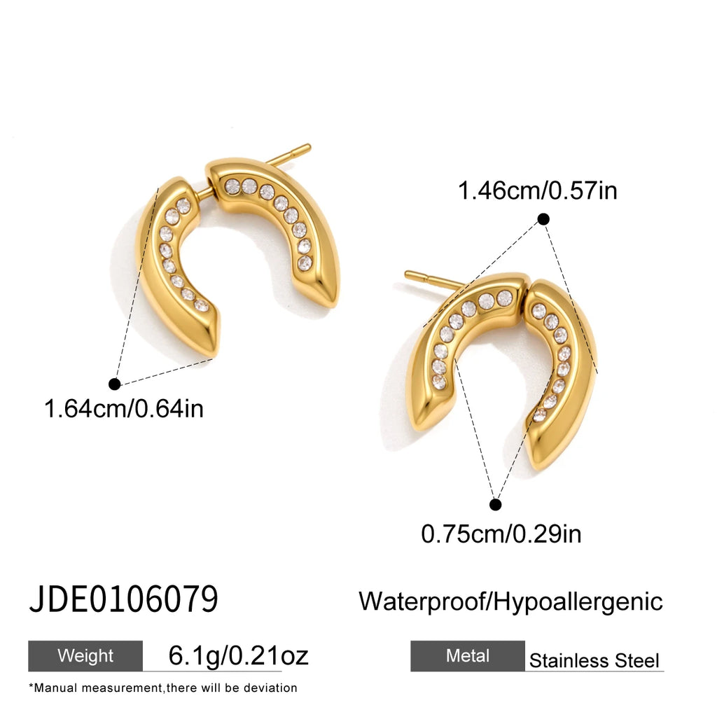KIKA Detachable Horseshoe Shape Stud Earrings For Women Minimalist 18K Gold Plated Stainless Steel Earrings Fashion 316L