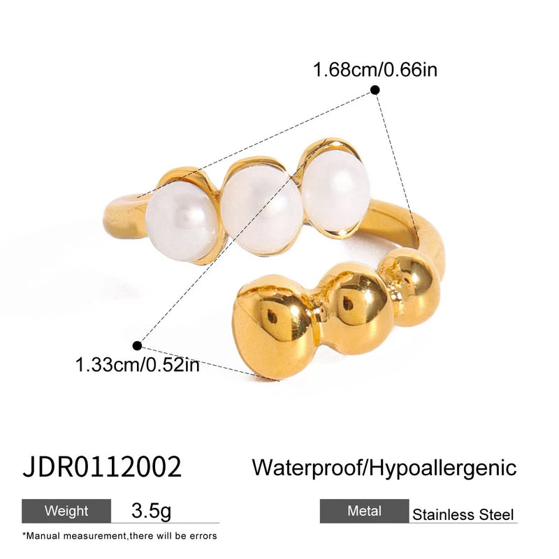 Kika Minimalist Freshwater Pearl Ring Bead Ball Adjustable Ring