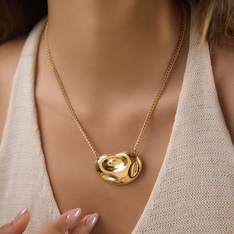 Kika Hammered Disc Pendant Necklace