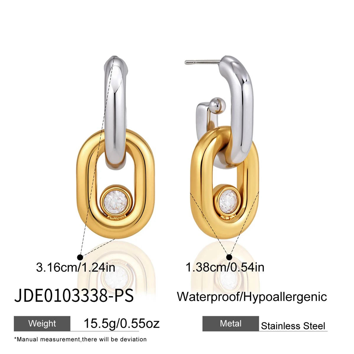 KIKA Delicate Zircon Mixed Color Earrings PVD Plated Stainless Steel 316Lt