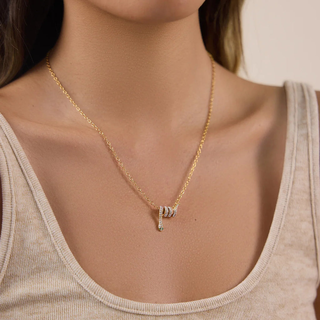Kika Delicate Crystal Snake Pendant Necklace