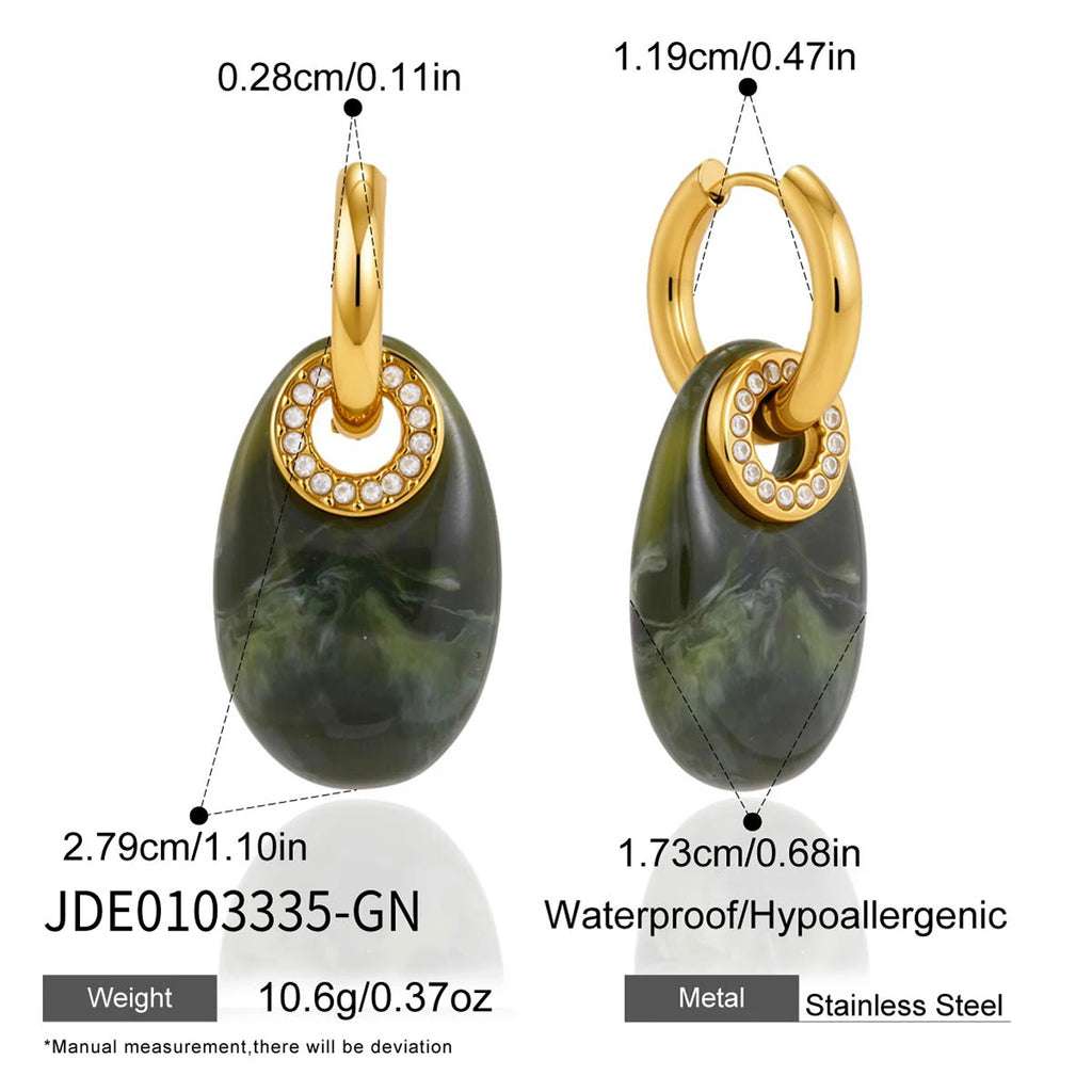 KIKA Elegant Crystal Circle Resin Drop Earrings  Plated Stainless Steel 316L