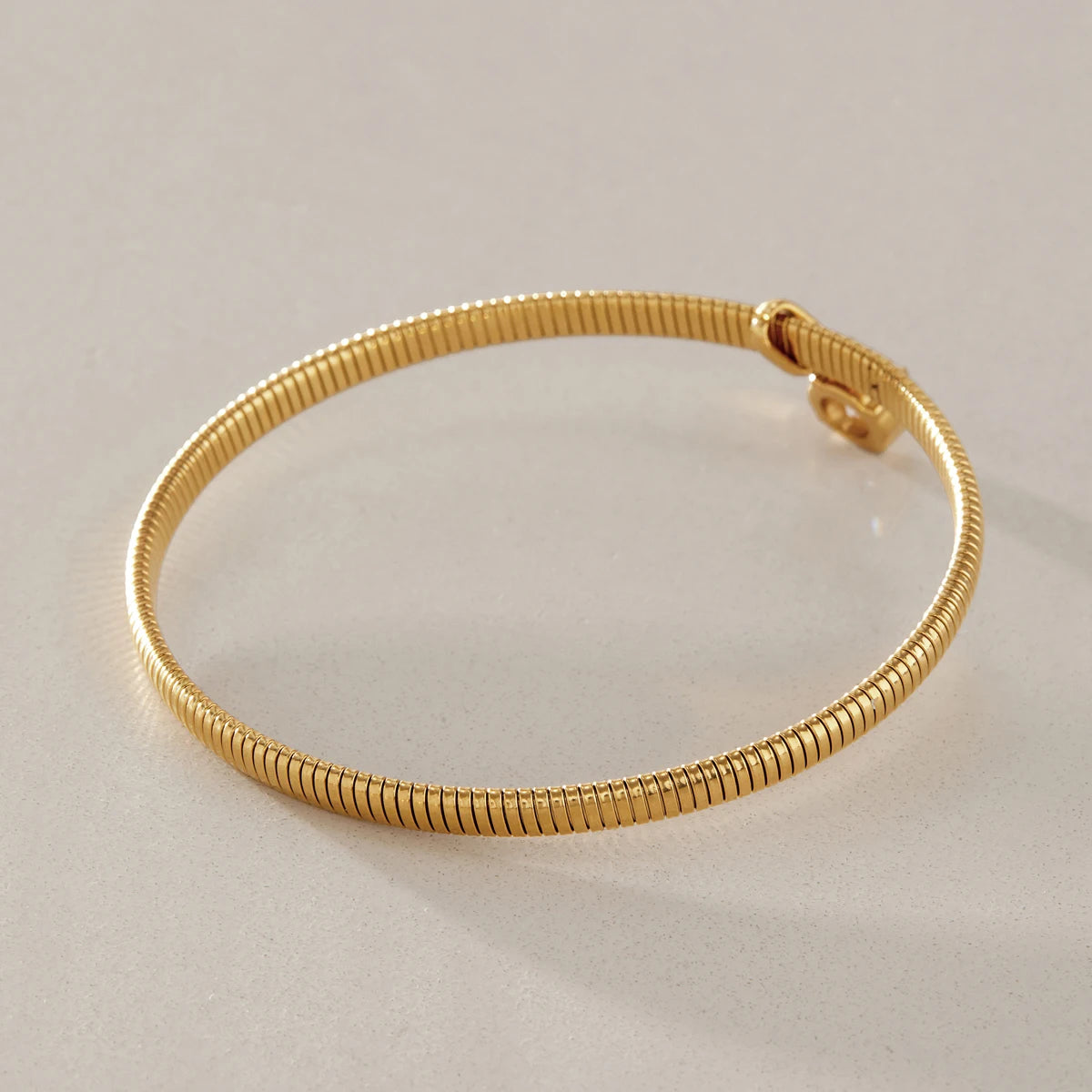 Kika Geometric Zircon Charm Snake Chain Bangle Minimalist 18K Gold PVD Plated Stainless Steel 316L