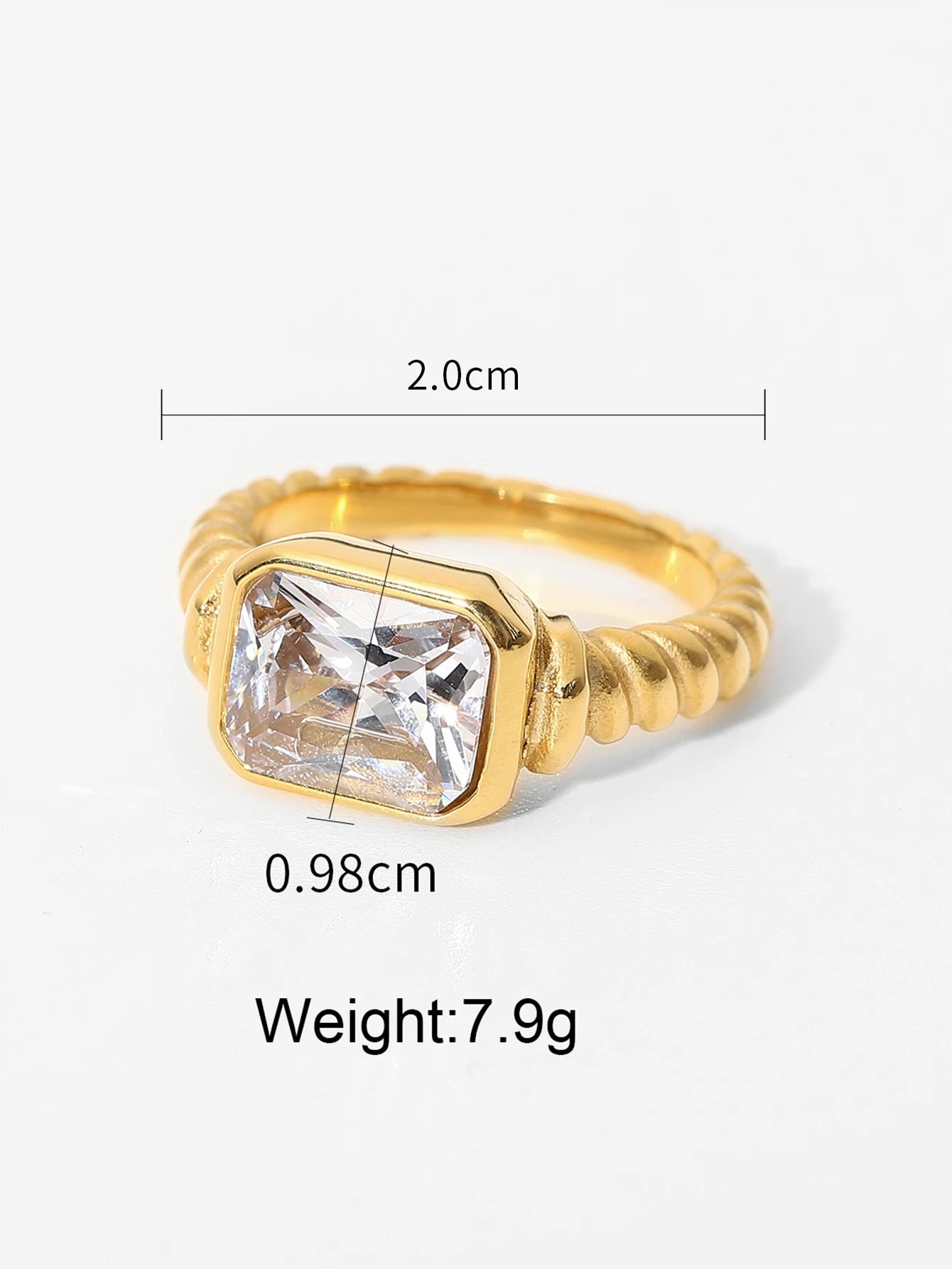 KIKA Minimalist 18K Gold Color PVD Plated Stainless Steel 316L Geometric Zircon Flower Ring Stackable Texture Ring