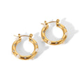 KIKA Shaped Hammer Shiny Zircon CC Shape Hoop Earrings For Women 18K Gold PVD Plated Stainless Steel 316L