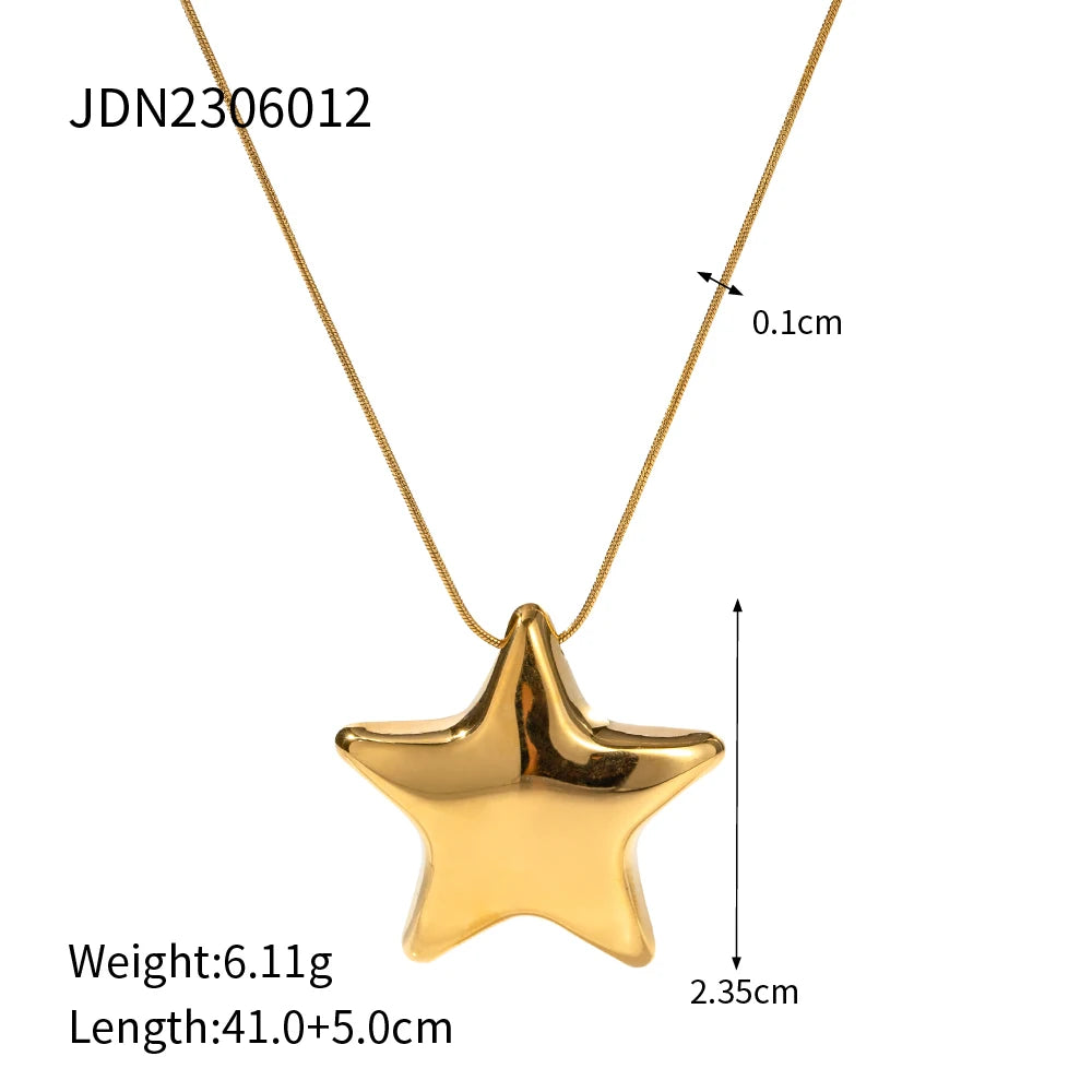 Kika Minimalist Classic  Stainless Steel Smooth Five Pointed Star Necklace