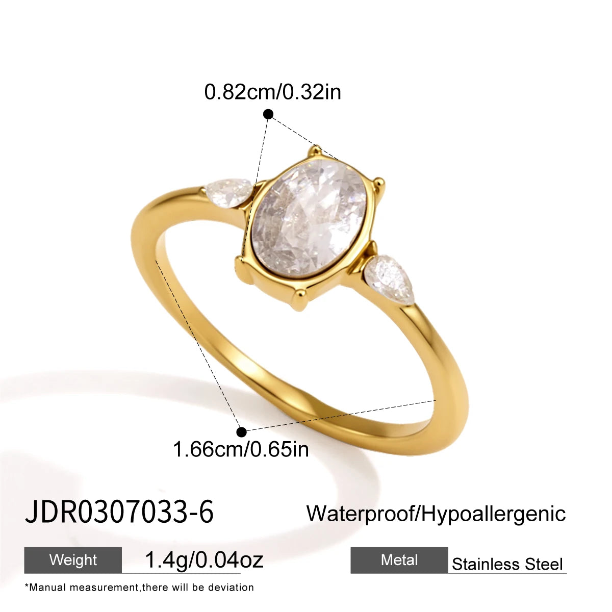KIKA Delicate Geometric Zircon Open Rings For Women Minimalist 18K Gold PVD Plated Stainless Steel Rings Fashion Jewelry Gift