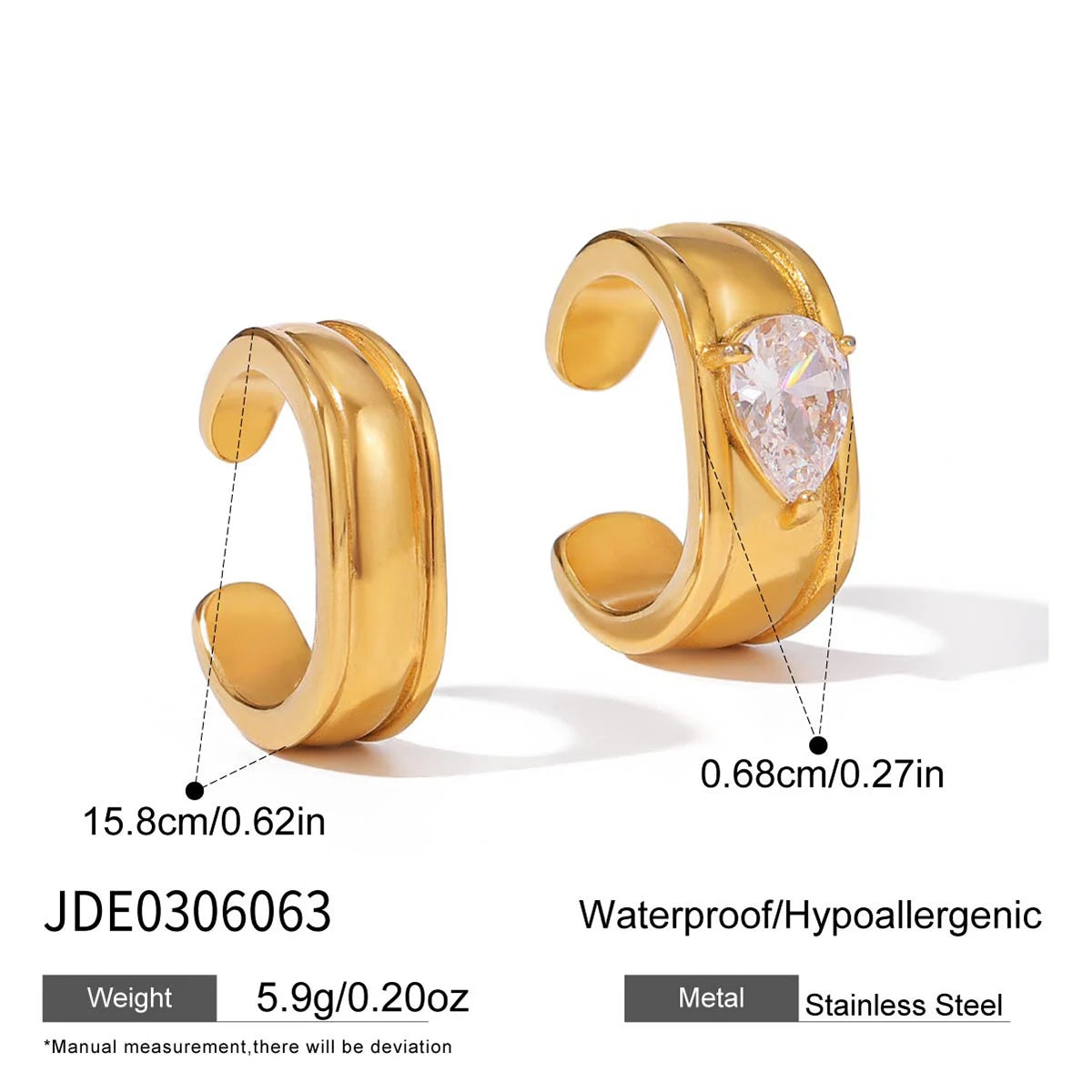 Kika Minimalist Classic  Inlay Droplet Shaped Zircon Ear Clip