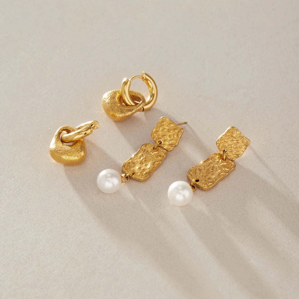 Kika Classic Geometric Drop Earrings 18K Gold PVD Plated Stainless Steel 316L