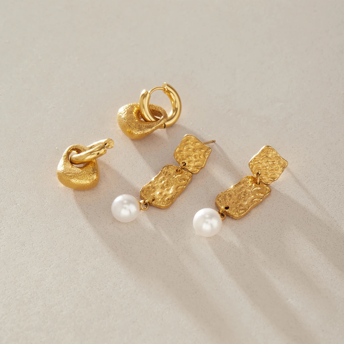 Kika Classic Geometric Drop Earrings 18K Gold PVD Plated Stainless Steel 316L