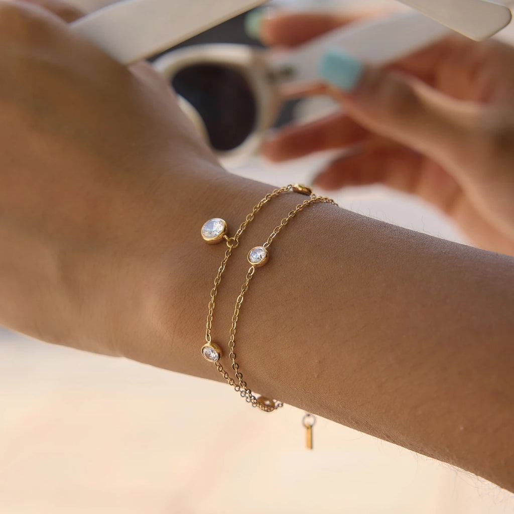 KIKA Delicate Round Zircon Bracelet  PVD Plated Stainless Steel 316L