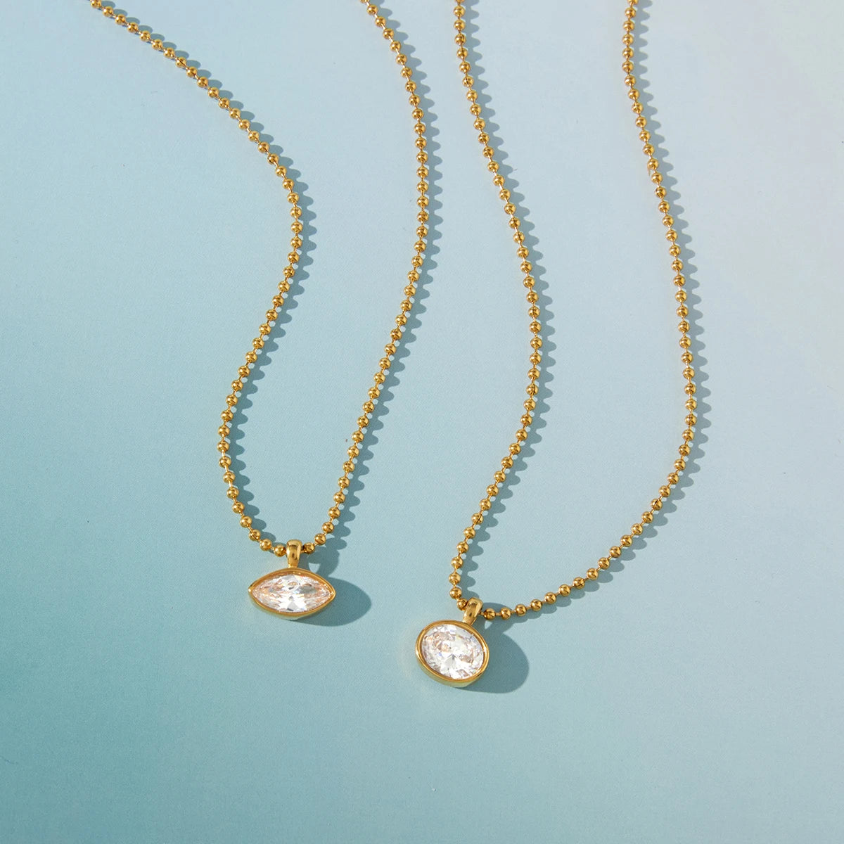 Classic Geometric waterdrop shape White Zircon Necklace