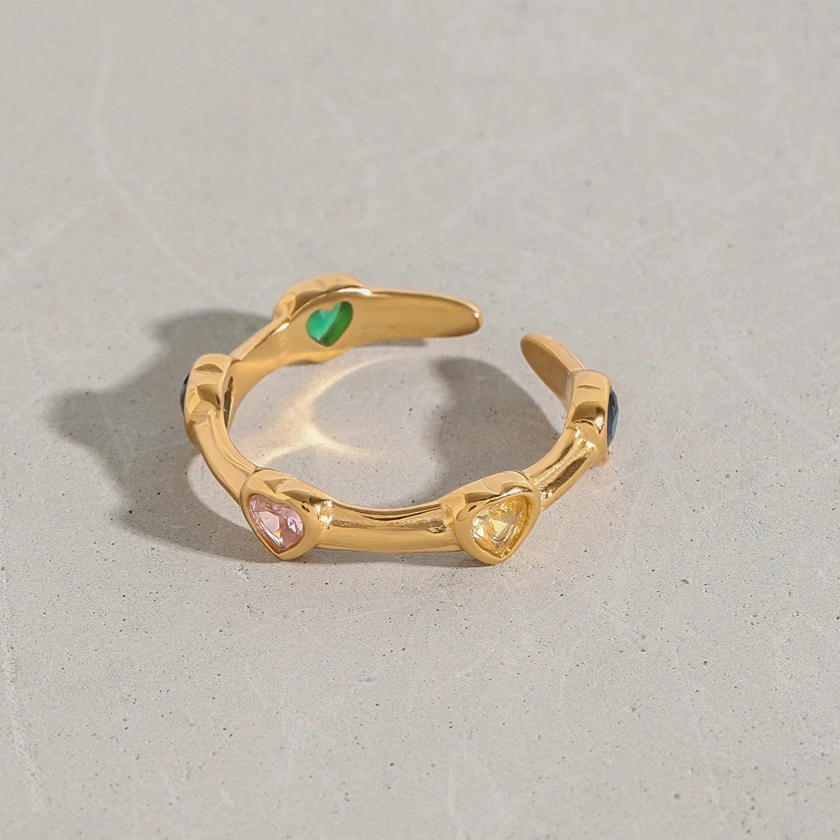 Kika Sweet Romantic Love Colored Zircon Ring Stainless Steel Stackable Women's Jewelry Valentine's Day Gift