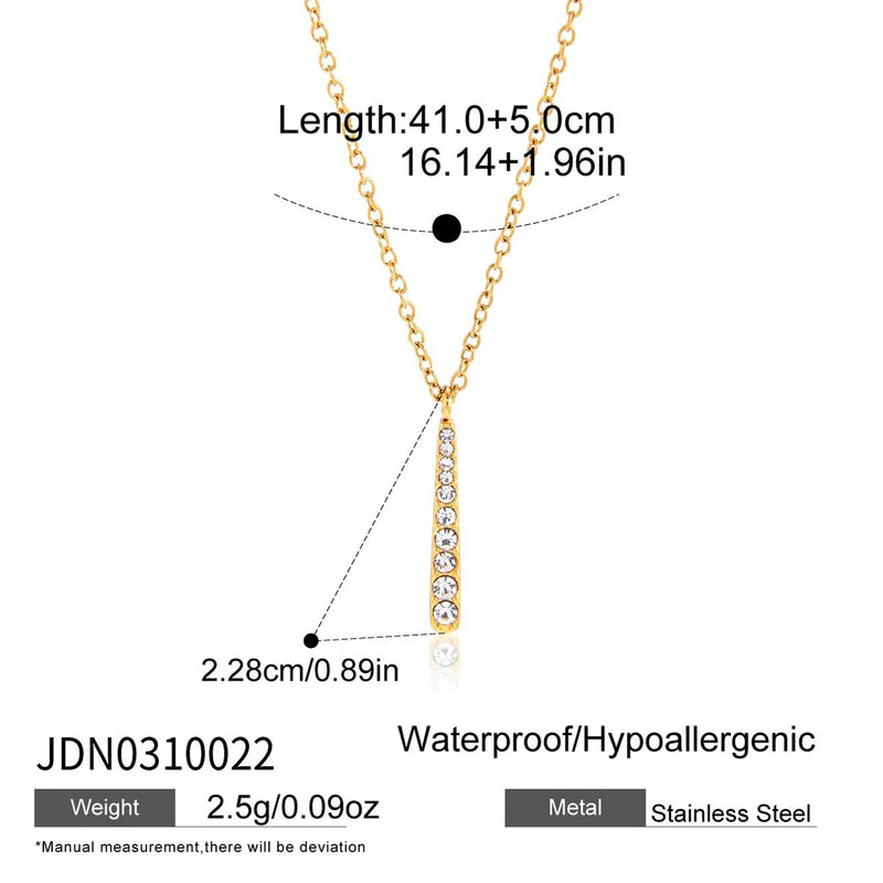 Kika Classic 18K Plated Gold Color Stainless Steel Water Droplet Shaped Pendant Necklace