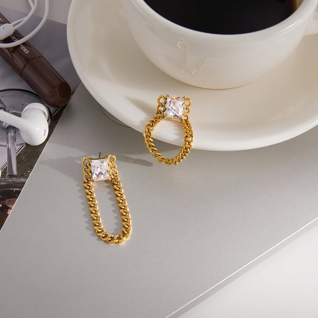 Kika Big Square Zircon Earring