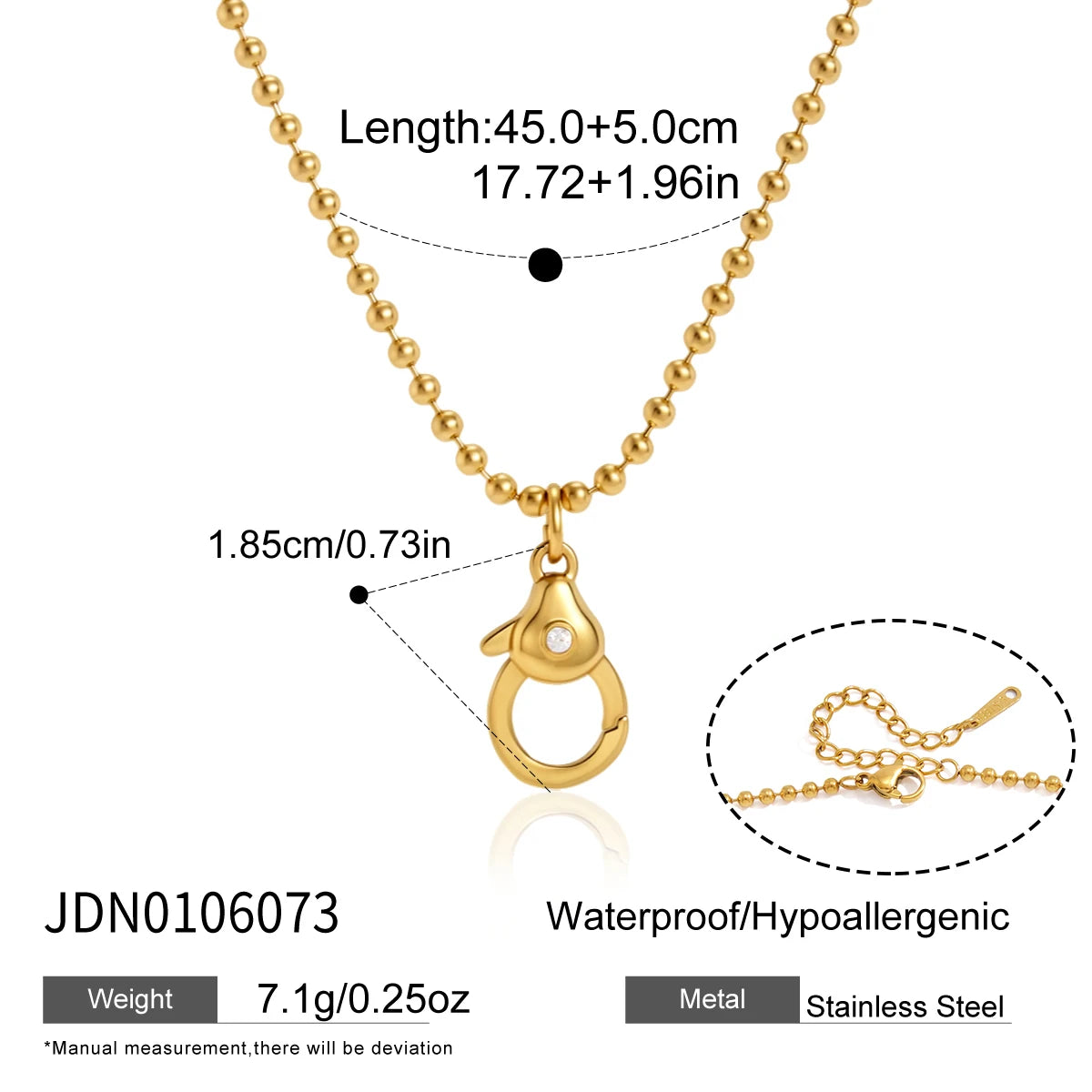 KIKA Geometric Lobster Clasp Pendant Necklace  18K Gold PVD Plated Stainless Steel 316L DIY