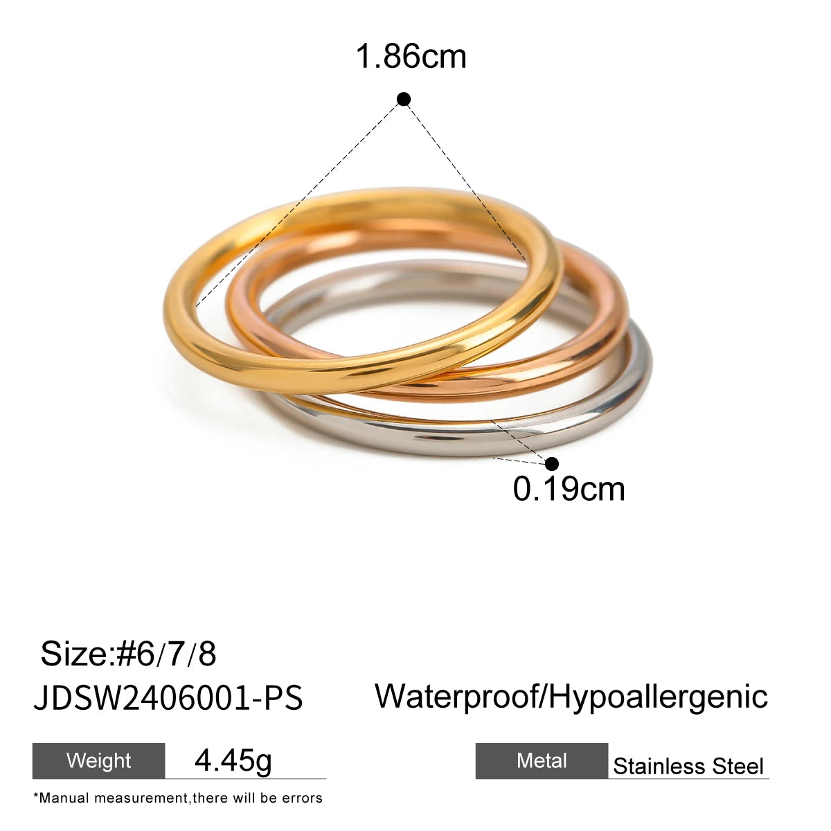 kika Mixed Metal Ring For Women Gold Color And Silver Color Two Tone Ring
