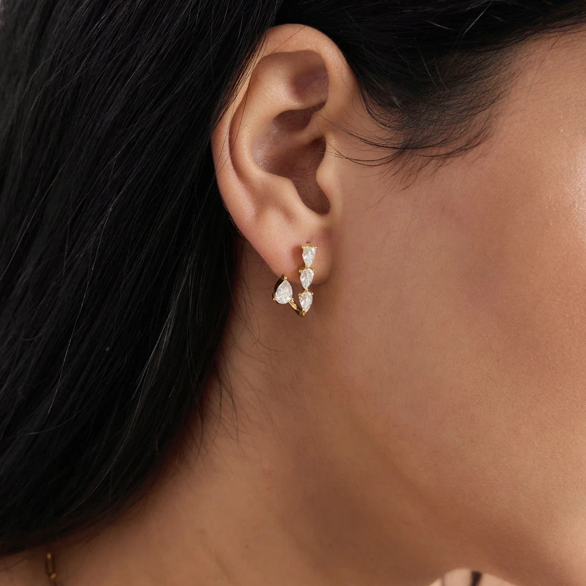 KIKA Classic Water Drop Zircon Earrings For Women Minimalist 18K Gold PVD Plated Stainless Steel Stud Earrings Fashion Jewelry