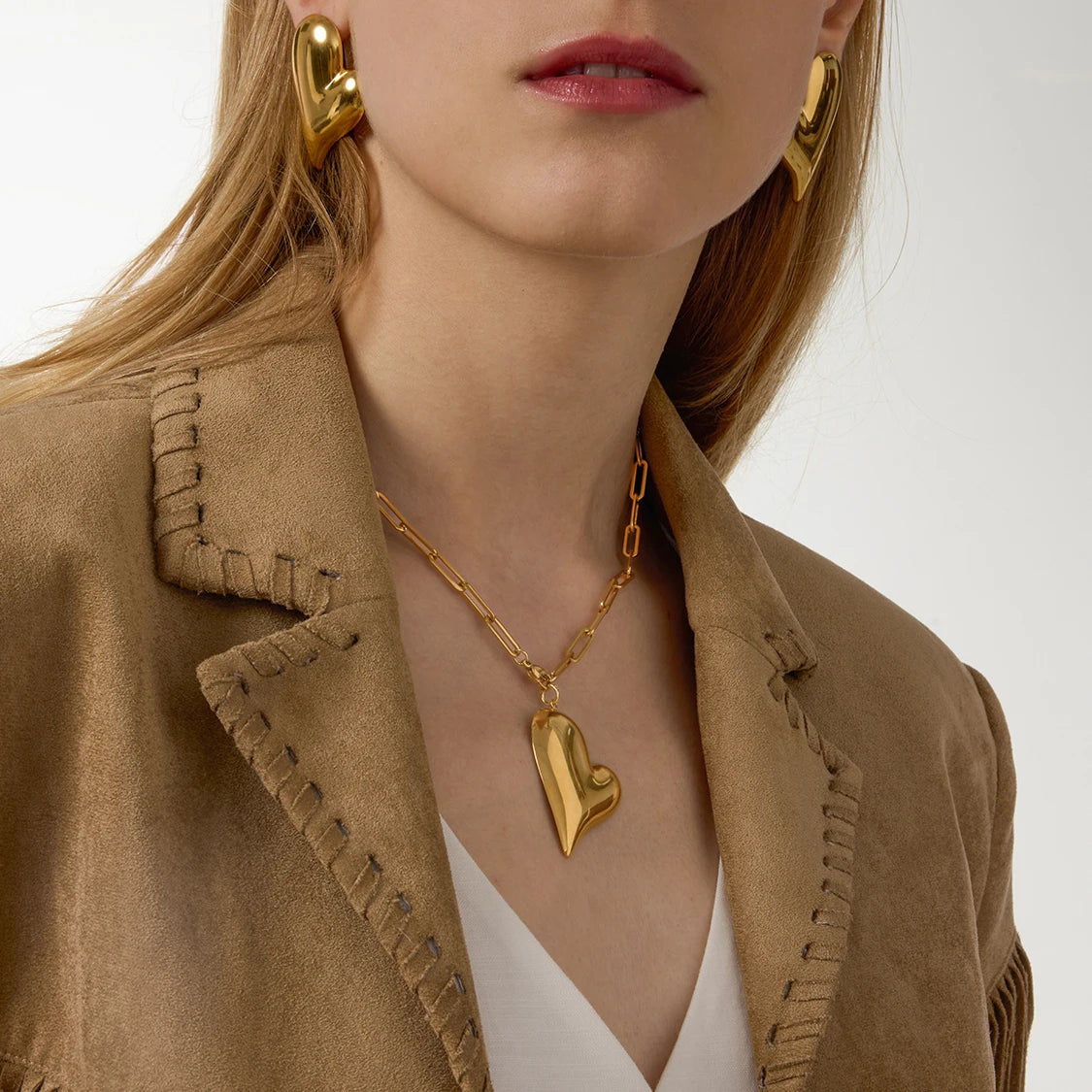 Minimalist Smooth Surface Heart Pendant Necklace
