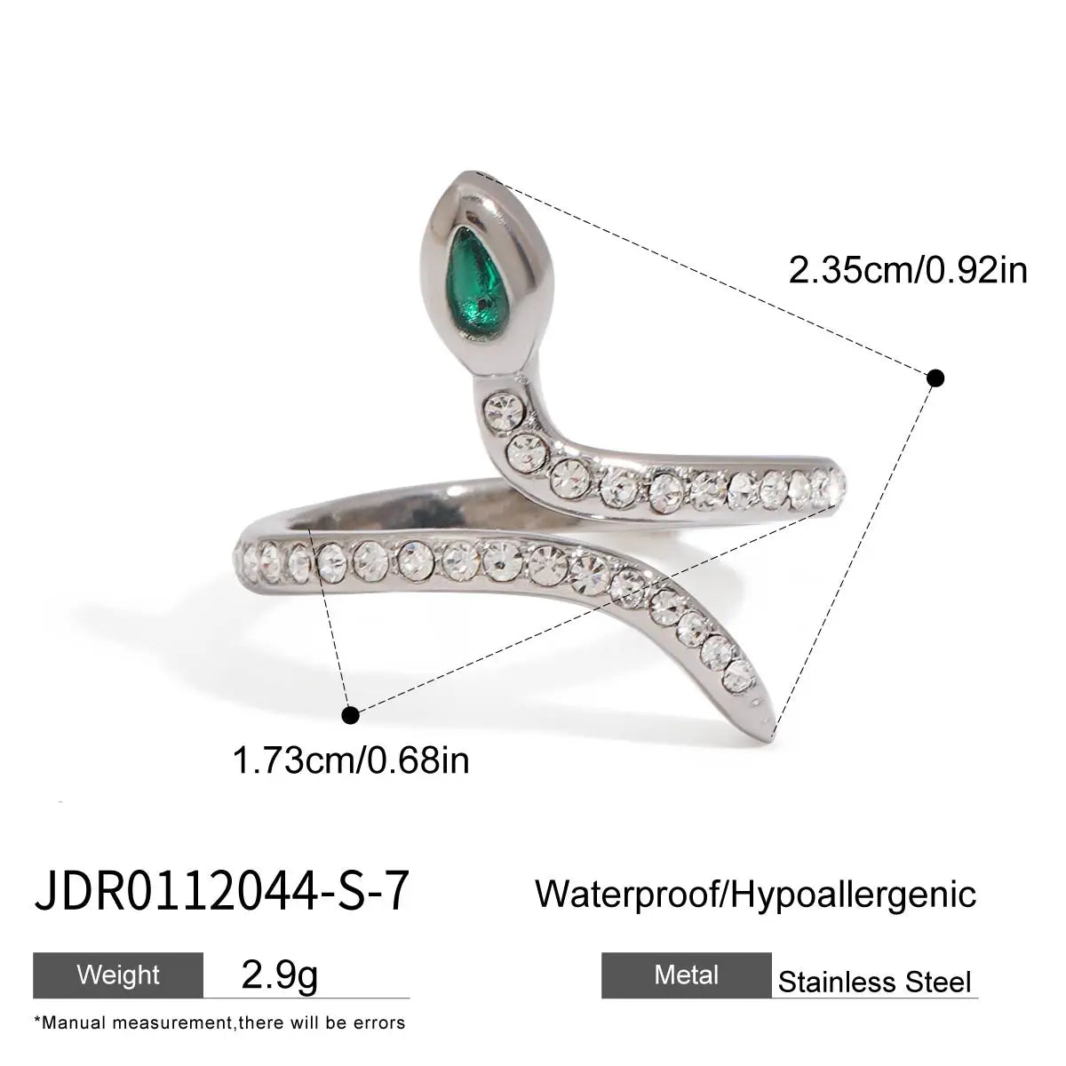 Kika Fashion Retro 18K Gold Color Plated Stainless Steel Spirit Snake Series Ring
