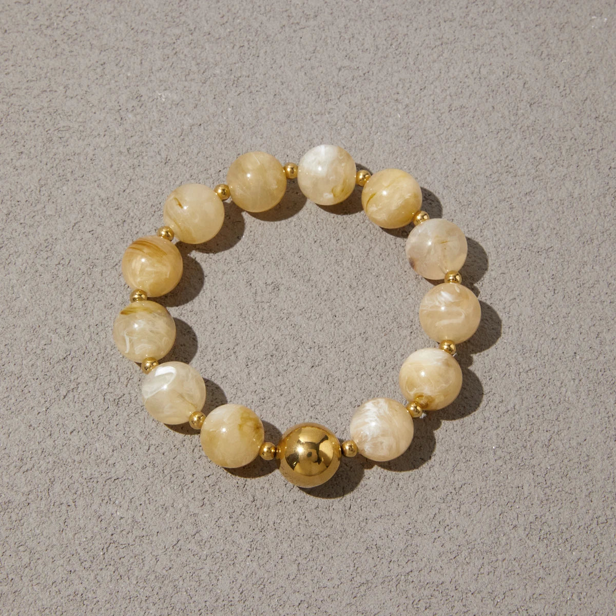 KIKA Elegant Elastic Round Resin Bracelet For Women Men Minimalist Gold Color CCB Plastic Beads Bracelet Fashion Jewelry Gift