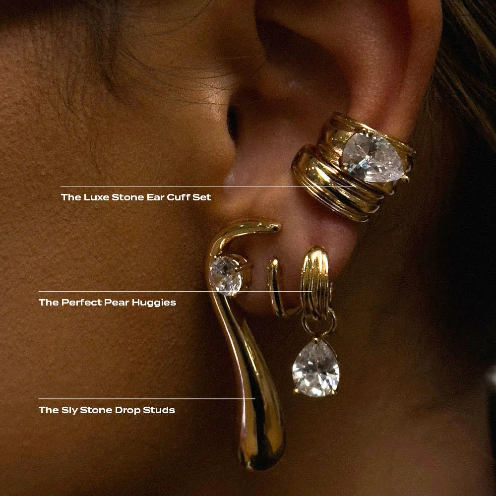 Kika Minimalist Classic  Inlay Droplet Shaped Zircon Ear Clip