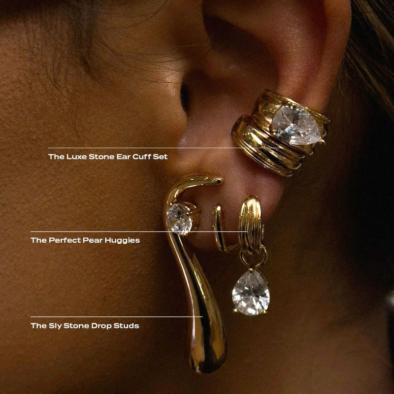 Kika Minimalist Classic  Inlay Droplet Shaped Zircon Ear Clip
