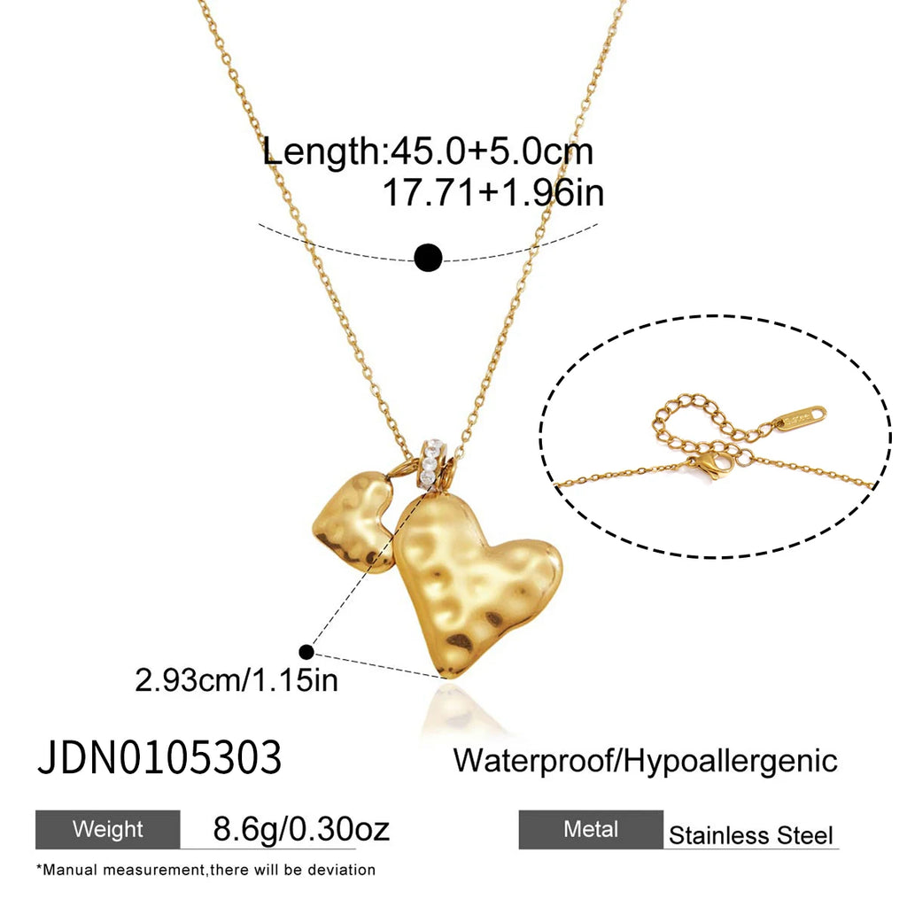 Kika Romantic Heart Necklace Earrings Jewelry Set For Women Minimalist 18K Gold PVD Plated Stainless Steel 316L