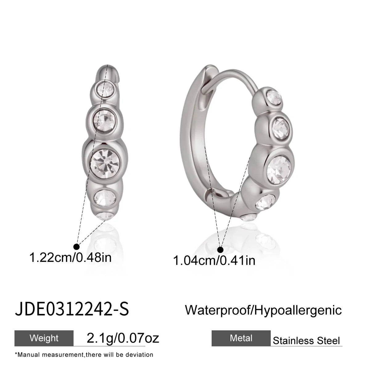 KIKA Delicate Crystal Clip Earrings PVD Plated Stainless Steel