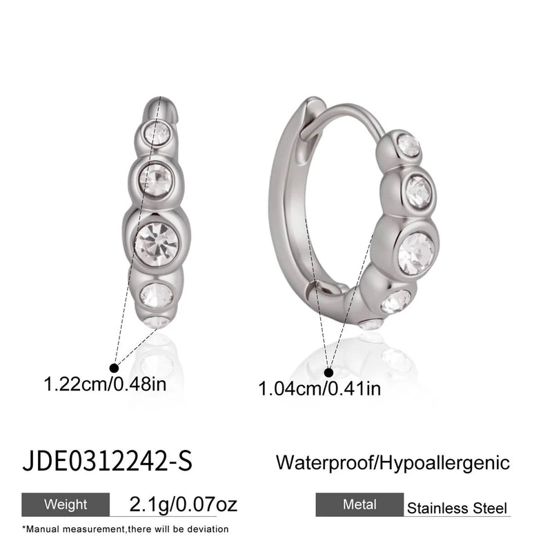 KIKA Delicate Crystal Clip Earrings PVD Plated Stainless Steel