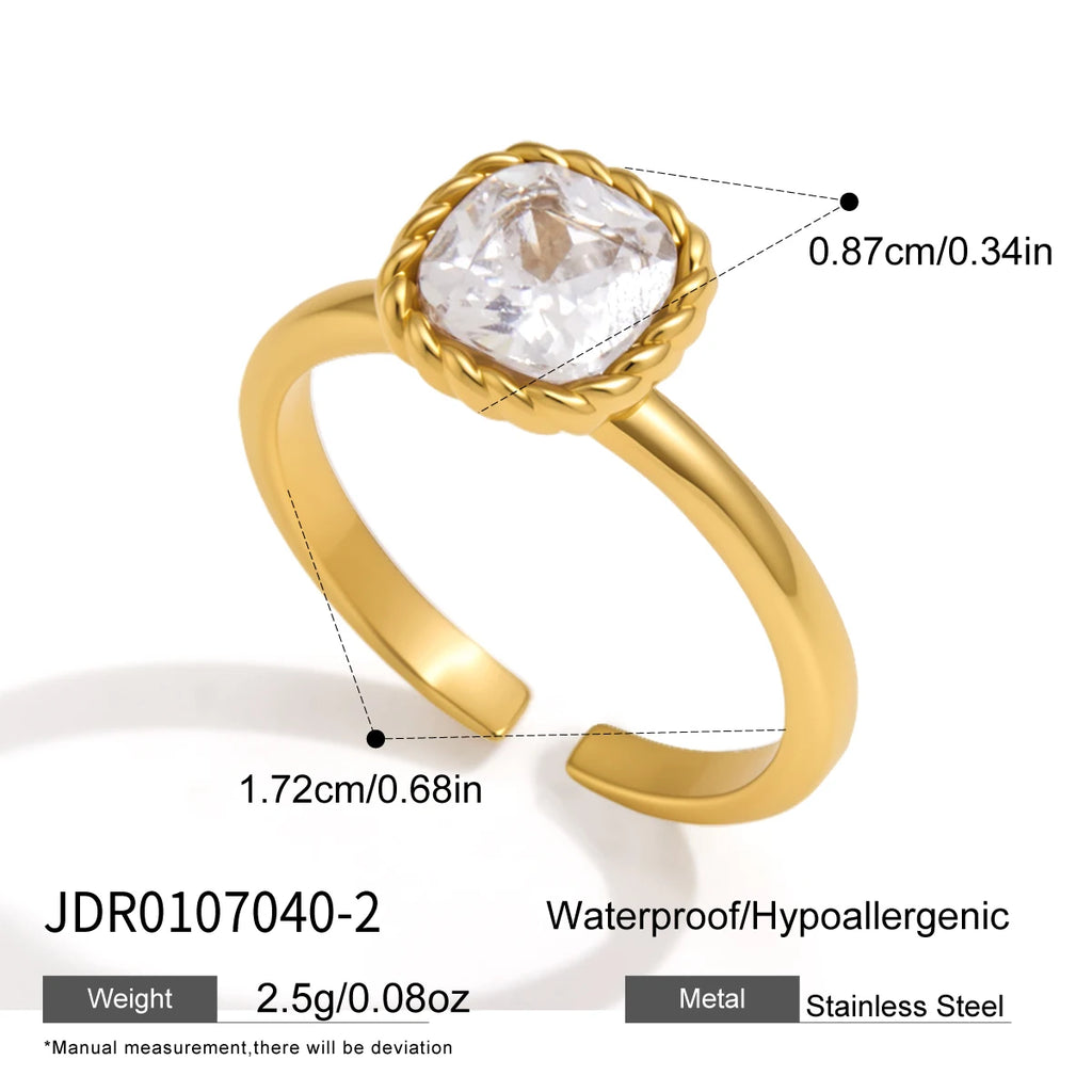 KIKA Delicate Stackable Zircon Rings For Women Minimalist 18K Gold PVD Plated Stainless Steel 316L