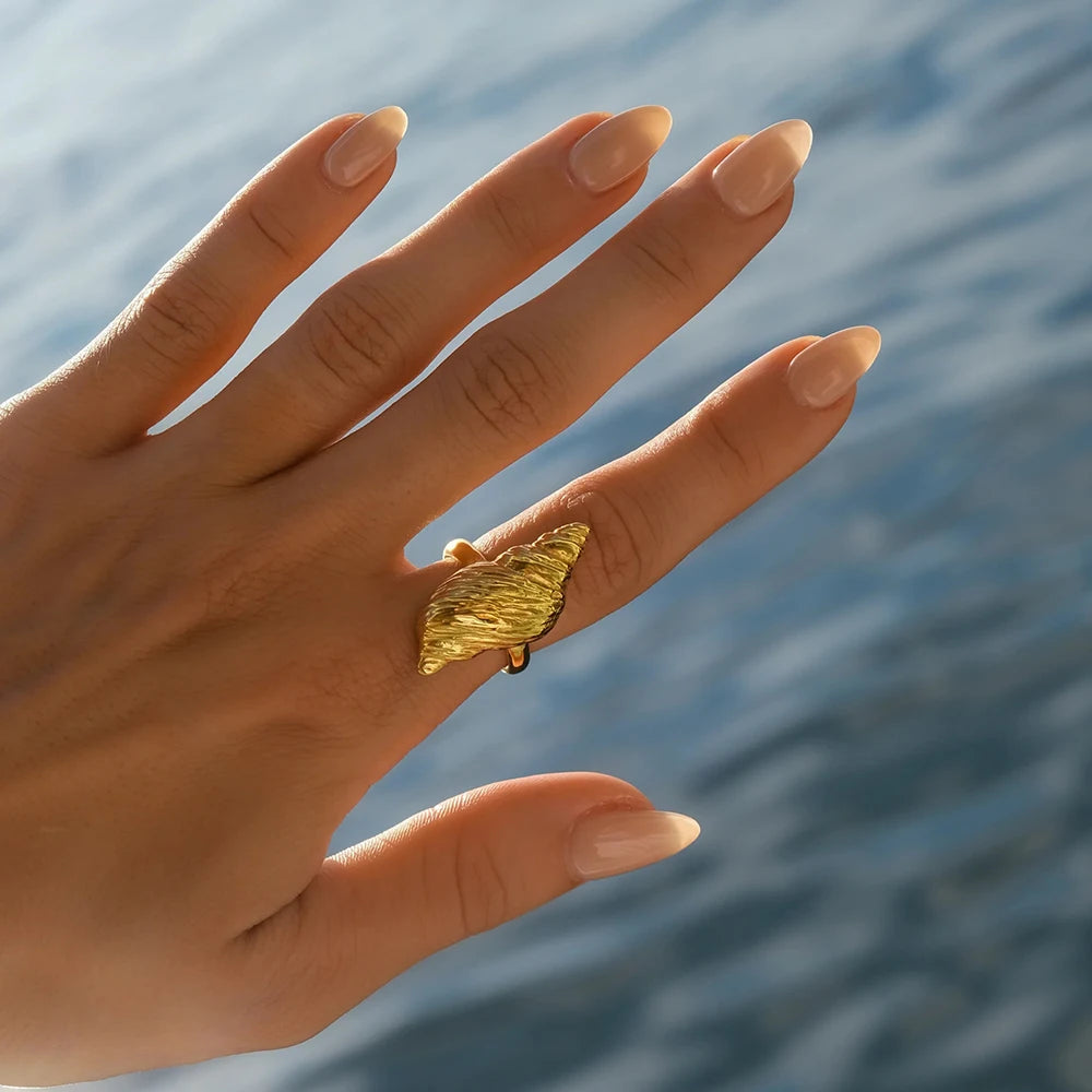 KIKA Top Quality Geometric Wide Stainless Steel 316L Ring PVD Waterproof