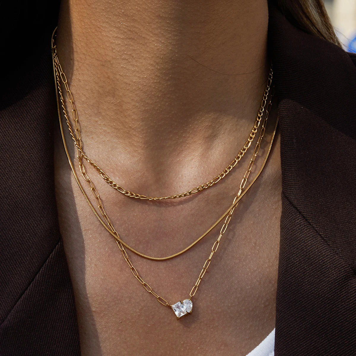 Kika Minimalist Figaro Chain Round Snake Bone Chain Double Layer