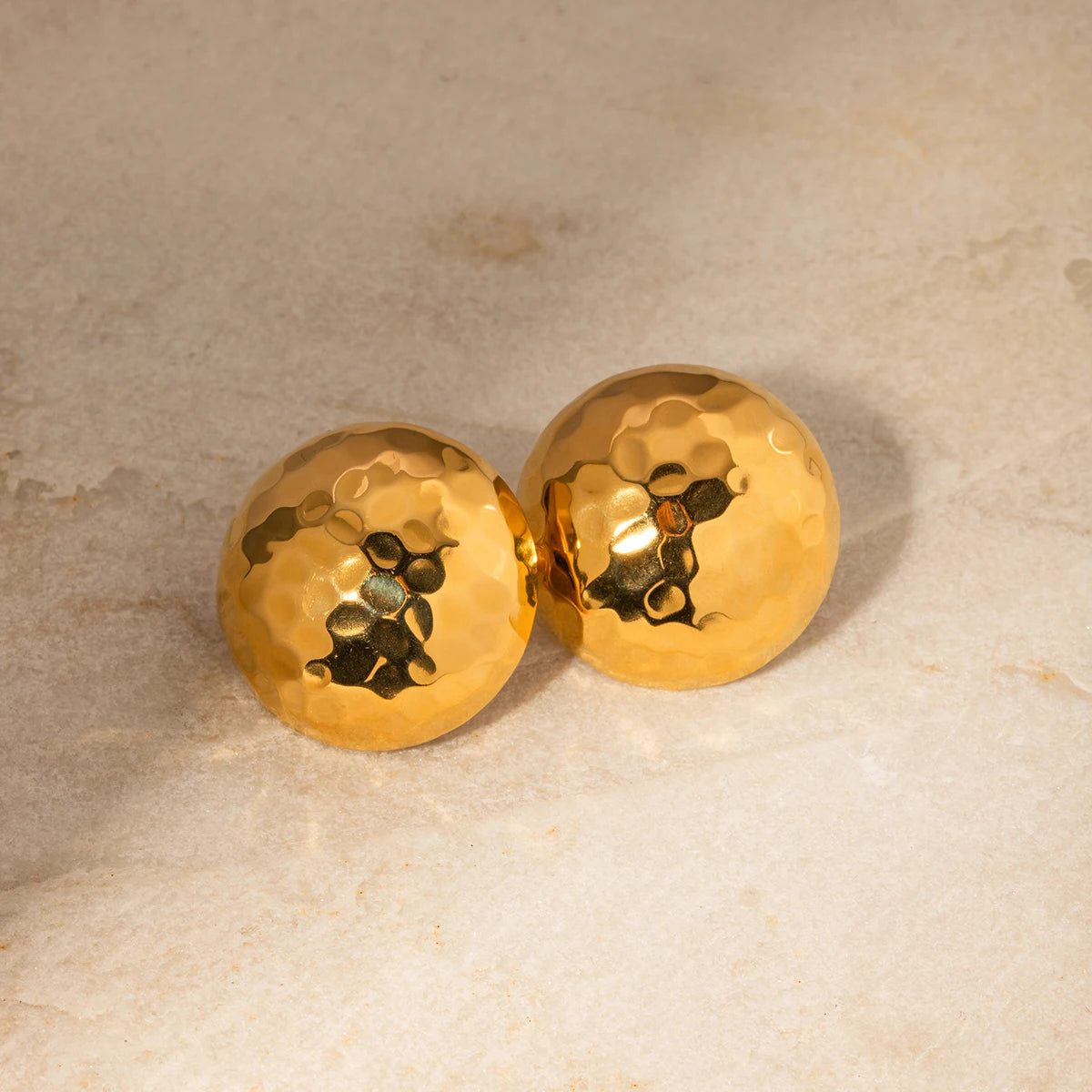 Hammered Hemispherical Earrings and Ear Clips