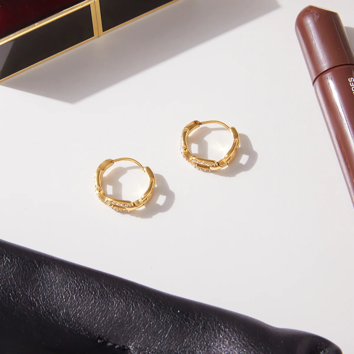 Classic Fashion White Zircon Chain Earring Hoop