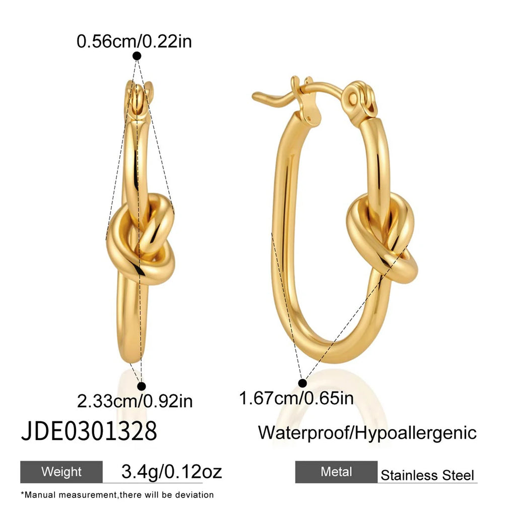 KIKA Classic Knotted U Shape Clip EarringsPVD 18K Gold Plated Stainless Steel316L