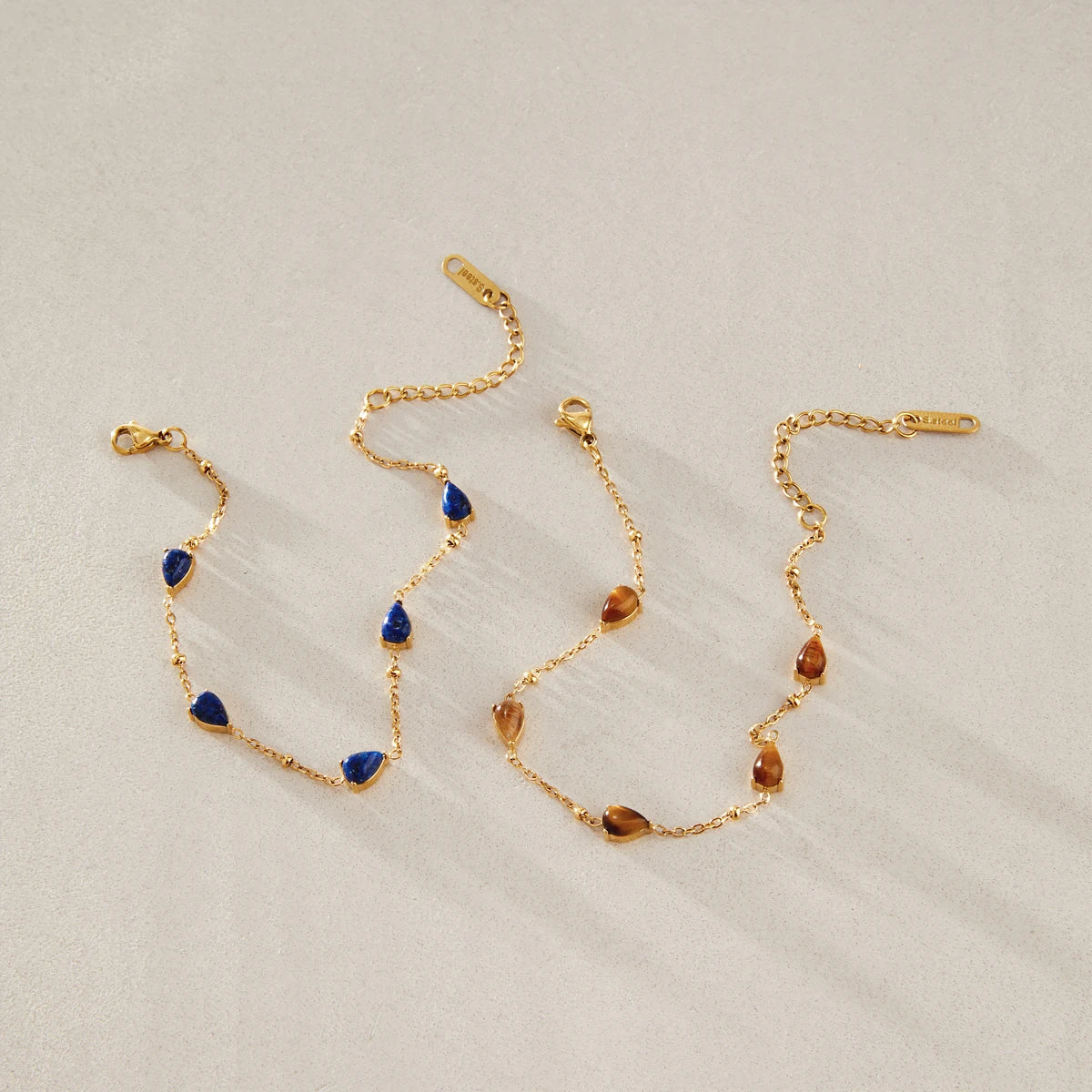 KIKA Vintage Water Drop Shape Natural Stone Bracelet For Women 18K Gold Plated Stainless Steel Bracelet Fashion Jewelry Gift