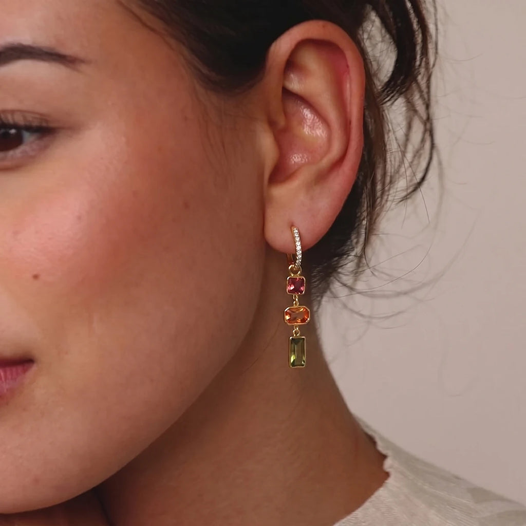 Kika Elegant Multicolor Geometric Zircon Drop Earrings