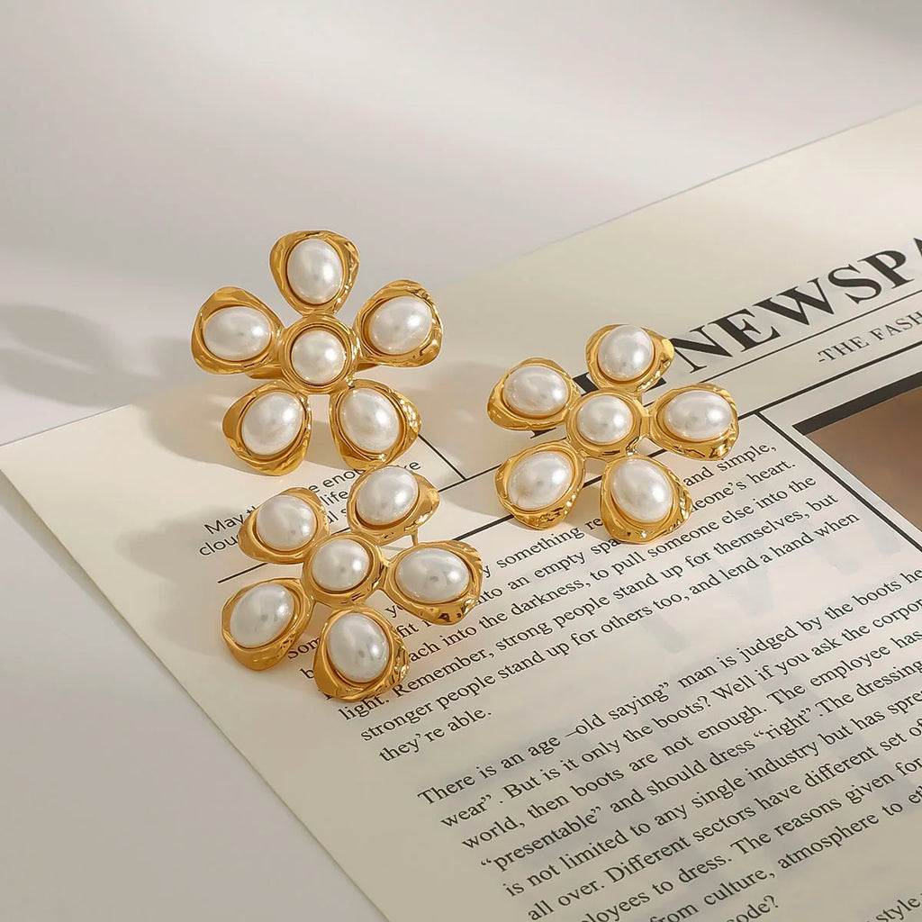 KIKA Fashion Pearl Flower Ring Stainless Steel 316L