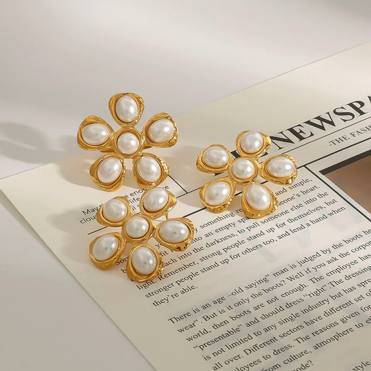 KIKA Fashion Pearl Flower Ring Stainless Steel 316L