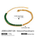 Kika Fashion Trend 18K Gold Color Plated Stainless Steel Rectangular Green Zirconia Chain Bracelet