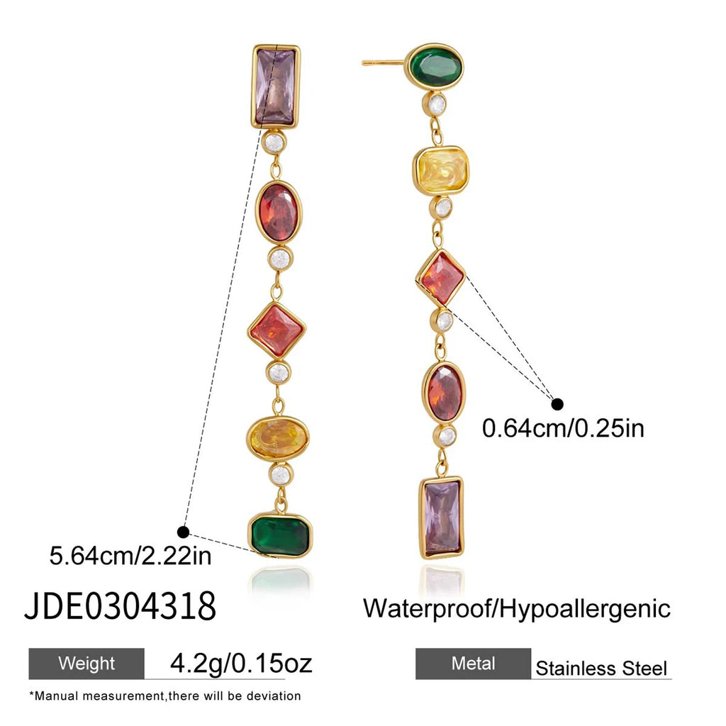 Kika Delicate Multicolor Geometric Zircon Drop Earrings