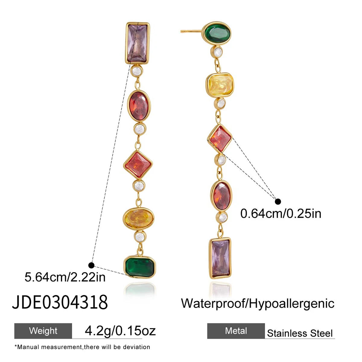 Kika Delicate Multicolor Geometric Zircon Drop Earrings