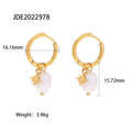 KIKA 316L Stainless Steel 316L Natural Pearl Hoop Earrings Trendy Metalic Golden Geometric