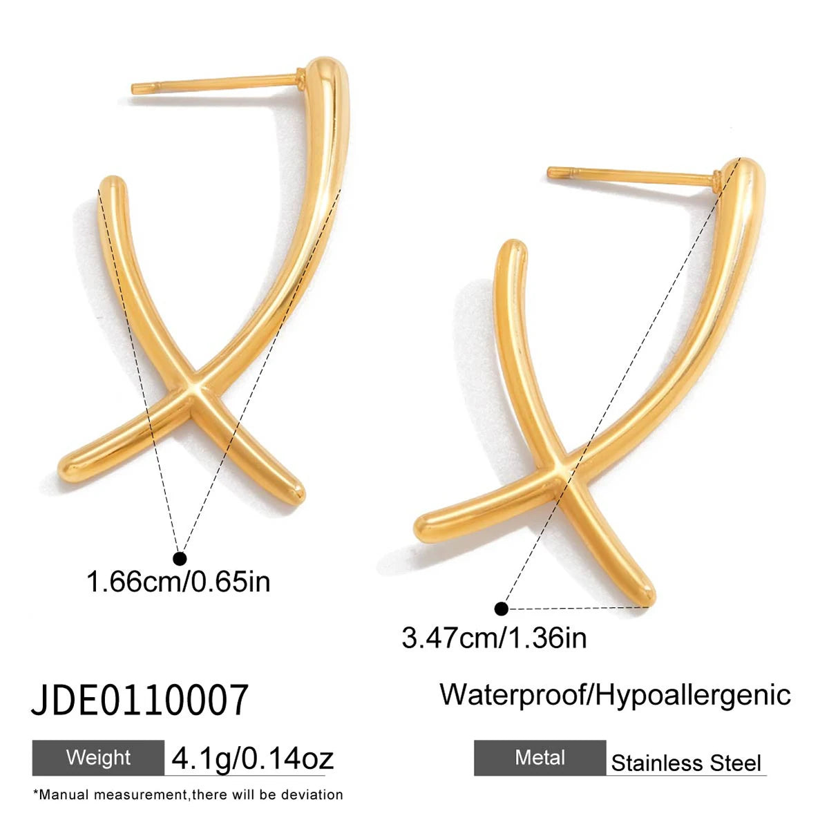 Minimalist Geometric Lines Cross Chain Earring