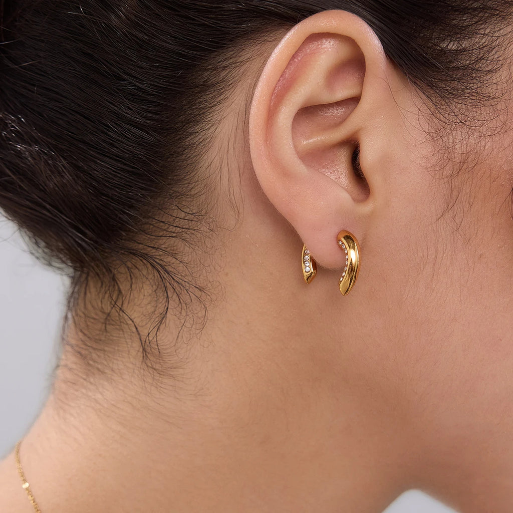 KIKA Detachable Horseshoe Shape Stud Earrings For Women Minimalist 18K Gold Plated Stainless Steel Earrings Fashion 316L