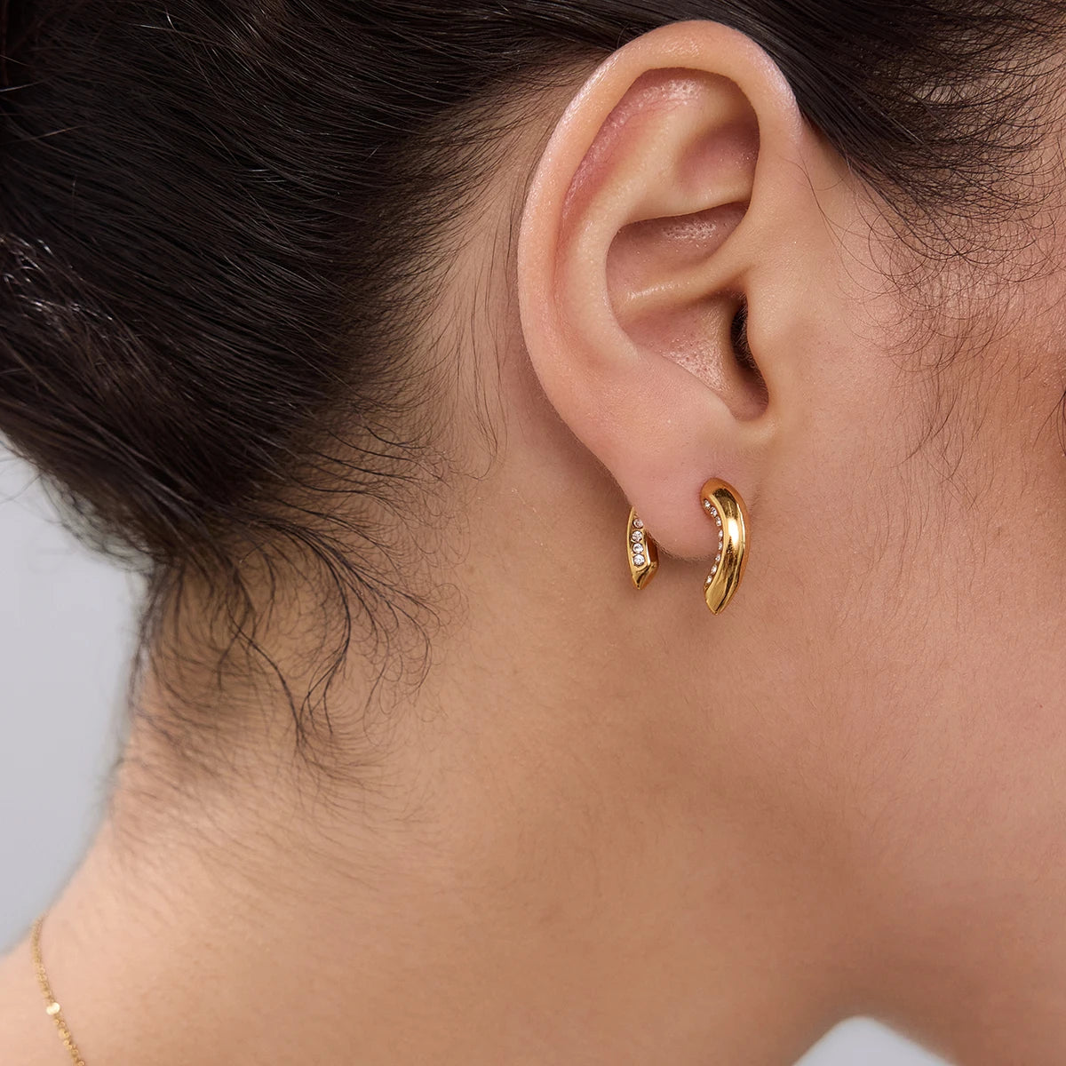 KIKA Detachable Horseshoe Shape Stud Earrings For Women Minimalist 18K Gold Plated Stainless Steel Earrings Fashion 316L