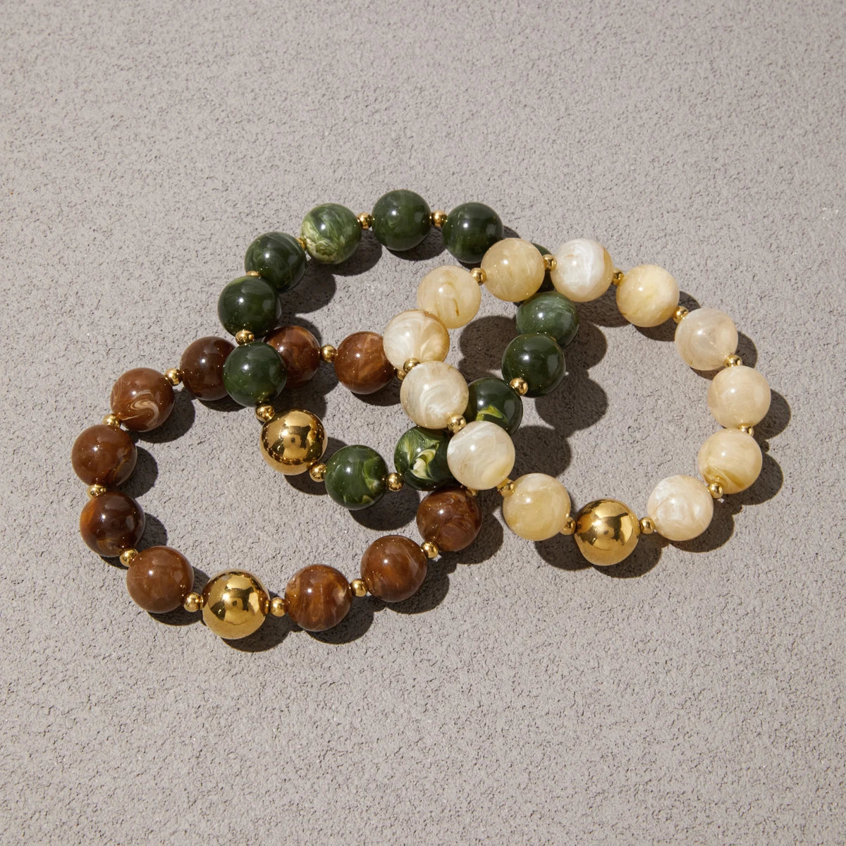 KIKA Elegant Elastic Round Resin Bracelet For Women Men Minimalist Gold Color CCB Plastic Beads Bracelet Fashion Jewelry Gift