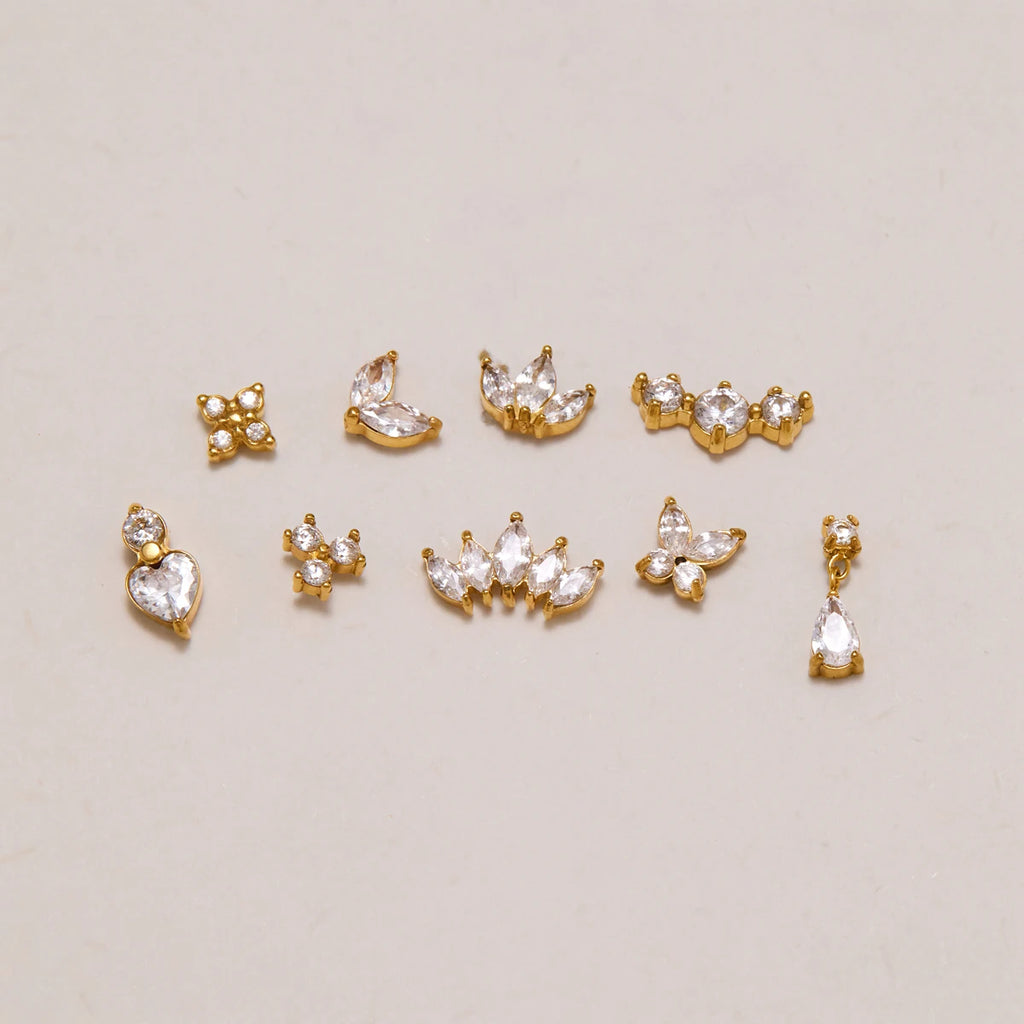 KIKA Classic Geometric Zircon Stud Earrings For Women 18K Gold PVD Plated Stainless Steel Sleeping Earrings Fashion Jewelry